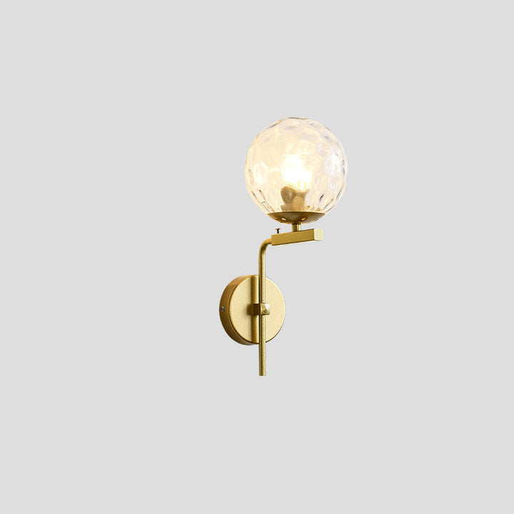 Contemporary Nordic Round Glass Iron Right Angle Arm 1-Light Wall Sconce Lamp For Bedroom