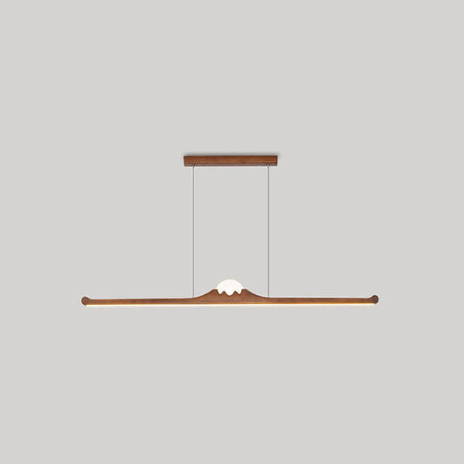 Nordic Retro Black Walnut Solid Wood Long Strip LED Island Light Chandelier