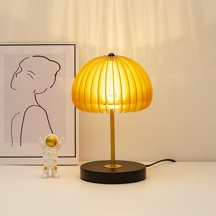 Modern Zen Wood Dome Shade LED Table Lamp