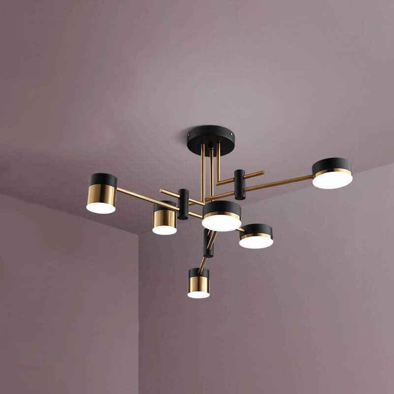 Modern Minimalist Black Gold Balanced 4-8 Light Semi-Flush Mount Light