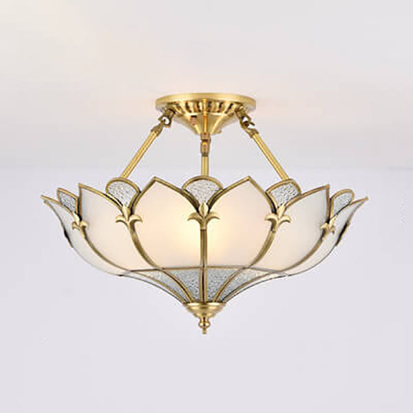Leichte Luxus-Vollkupferglas-4/6-Licht-Halbbündig-Einbauleuchte im europäischen Stil