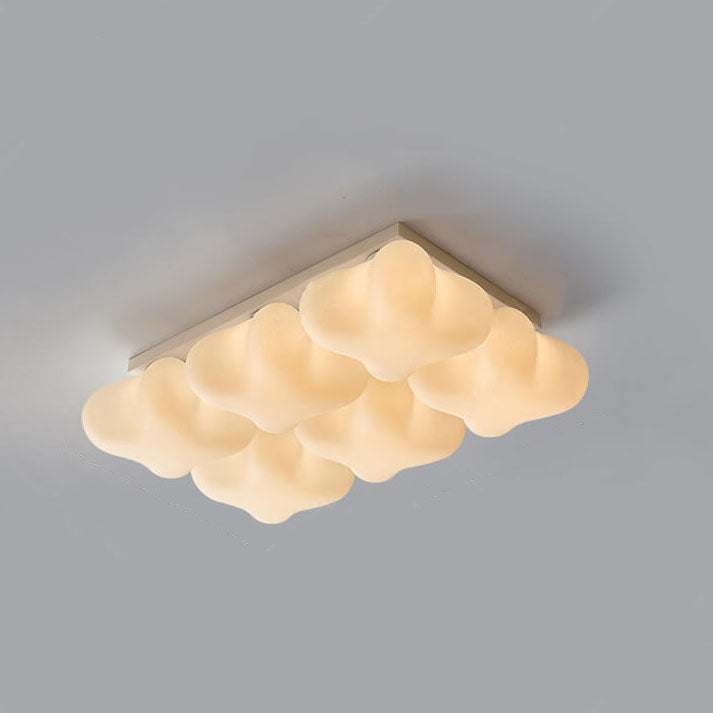 Modern Minimalist Square Stereo Milk White Acrylic Iron LED Flush Mount Ceiling Light