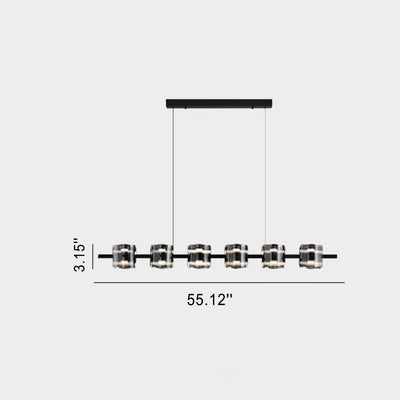 Moderner, minimalistischer LED-Kronleuchter aus Glas mit zylindrischem Lampenschirm 