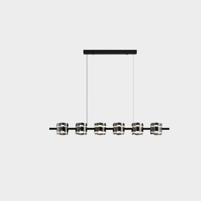 Moderner, minimalistischer LED-Kronleuchter aus Glas mit zylindrischem Lampenschirm 