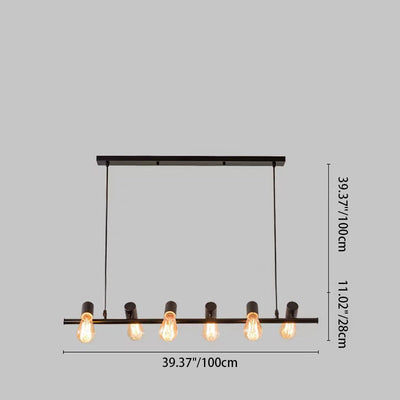 Contemporary Retro Hardware Linear Frame Glass Shade 6/8/10-Light Island Light Chandelier For Dining Room