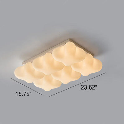 Modern Minimalist Square Stereo Milk White Acrylic Iron LED Flush Mount Ceiling Light