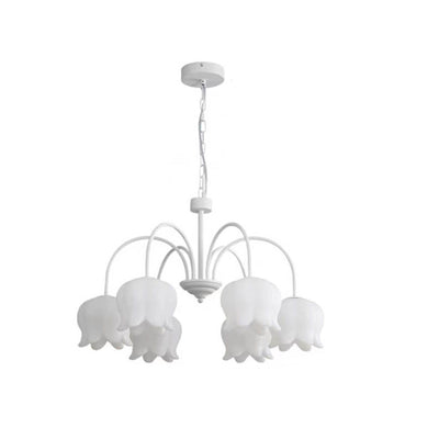 French Cream White Bellflower Acrylic 5/6/8 Light Chandelier