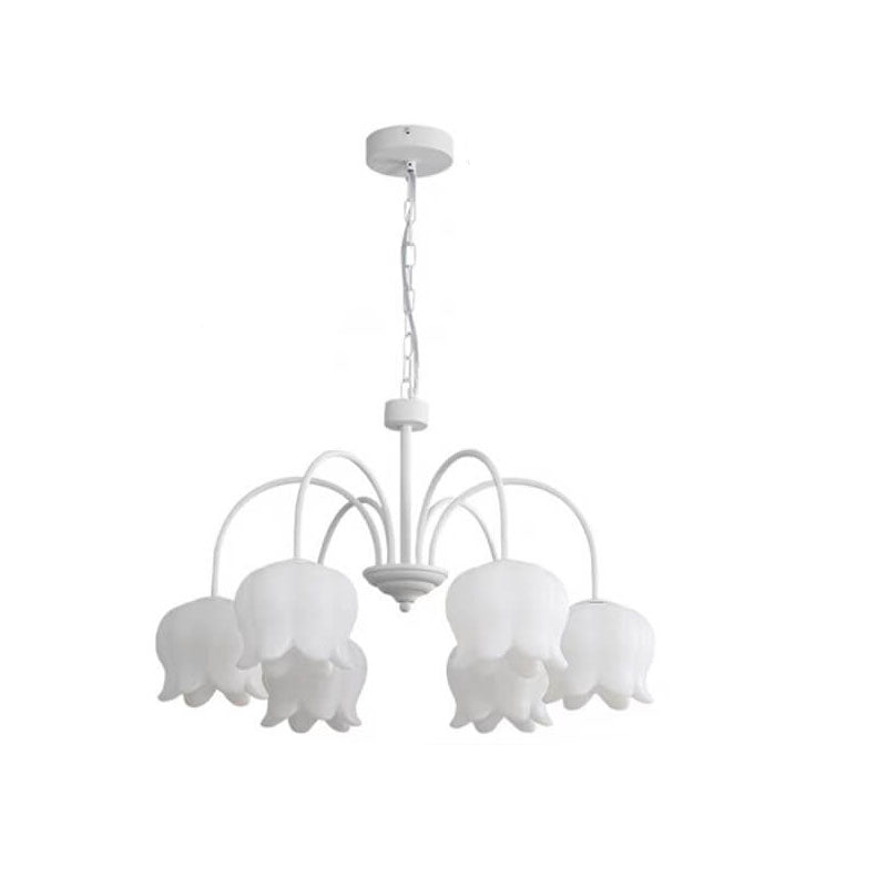 French Cream White Bellflower Acrylic 5/6/8 Light Chandelier