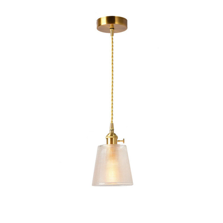 Japanische Vintage Messing Glas 1-flammige Pendelleuchte 