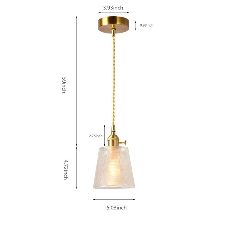 Japanese Vintage Brass Glass 1-Light Pendant Light