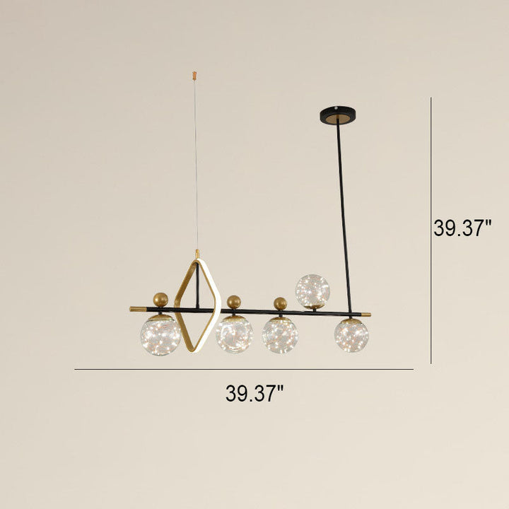 Nordic Light Luxury Round Ball Iron Glass LED Chandelier
