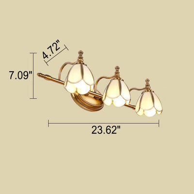 European Retro Light Luxury Iron Copper Glass LED Vanity Light Wall Sconce Lamp