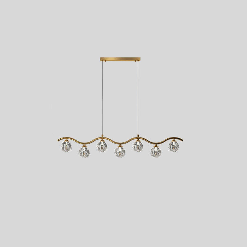 Modern Luxury Glass Magic Bean Brass Curve 5/7 Light Island Light Chandelier