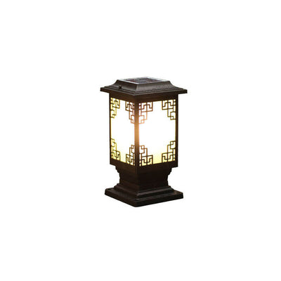 Solar Chinesisches Fenster Quadrat Post Head 1-Licht Wasserdichte Garten Landschaft Licht 