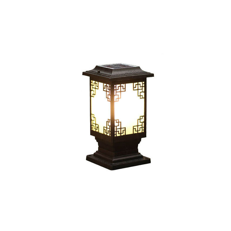 Solar Chinesisches Fenster Quadrat Post Head 1-Licht Wasserdichte Garten Landschaft Licht 