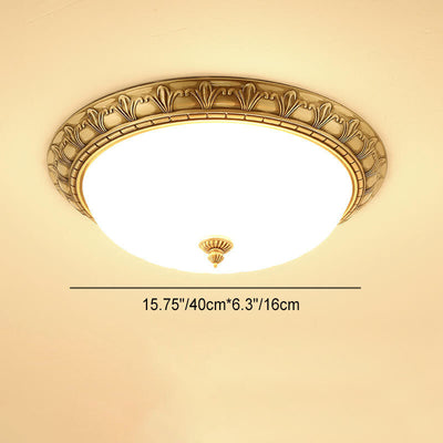 Modern Imitation Marble All Copper Circular 1-Light Flush Mount Ceiling Light