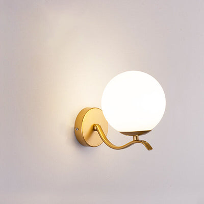 Luxury Iron Bracket Spherical Glass Lampshade 1-Light Wall Sconce Lamp