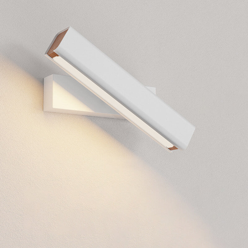 Modern Minimalist Rectangular Aluminum Iron Wood Rotatable LED Wall Sconce Lamp