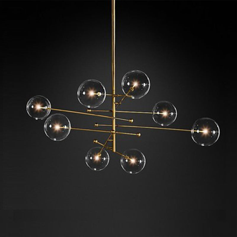 Modern Minimalist Ball Strip Metal Glass 6/8 Light Chandelier For Living Room