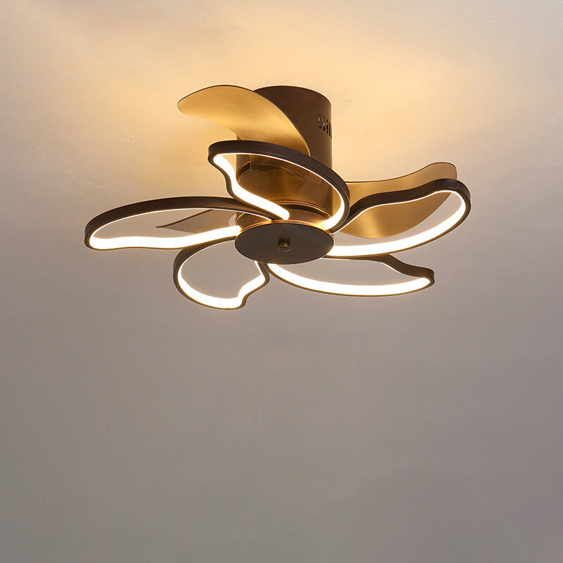 Nordic Minimalist Petal Shaped LED Semi-Flush Mount Ceiling Fan Light