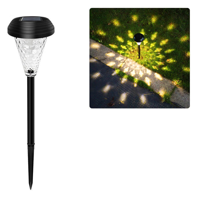 Moderne Solar-Glas-Kegel-LED-Außen-Garten-Boden-Einsteck-Landschaftsleuchte 