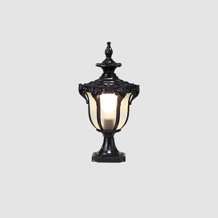 Lumière de colonne de paysage de jardin extérieur solaire étanche en verre et aluminium moulé sous pression rétro européen 