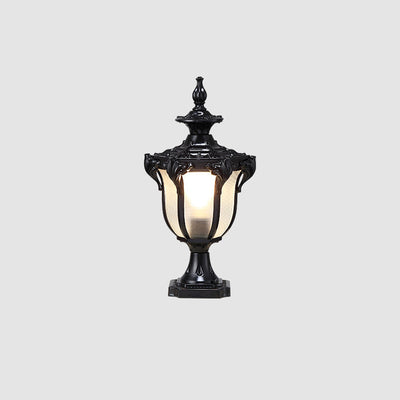 European Retro Die-Cast Aluminum Glass Solar Waterproof Outdoor Garden Landscape Column Light