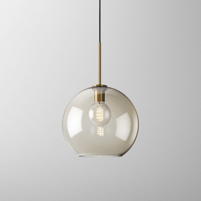 Moderne nordische 1-flammige Pendelleuchte aus Eisen und Glas in runder, geometrischer Jar-Form für Wohnzimmer &amp; Schlafzimmer 