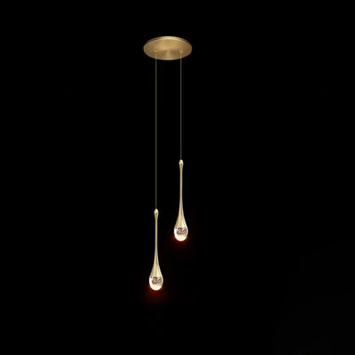 Contemporary Scandinavian Water Drops Iron Aluminum Crystal LED Chandelier For Bedroom