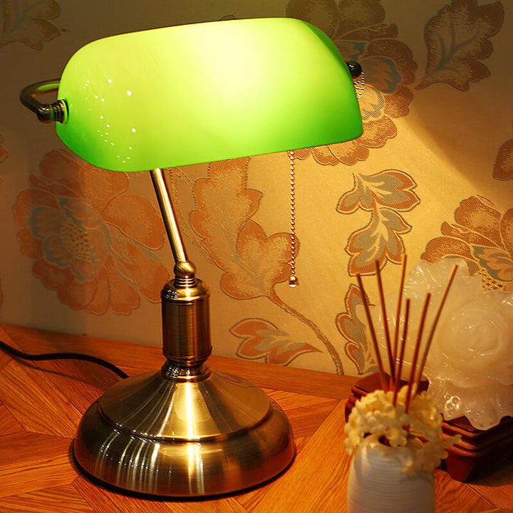 Lámpara de mesa de 1 luz con protección ocular de vidrio metálico retro moderno 