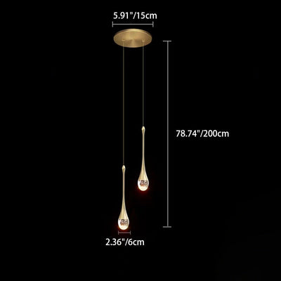 Contemporary Scandinavian Water Drops Iron Aluminum Crystal LED Chandelier For Bedroom