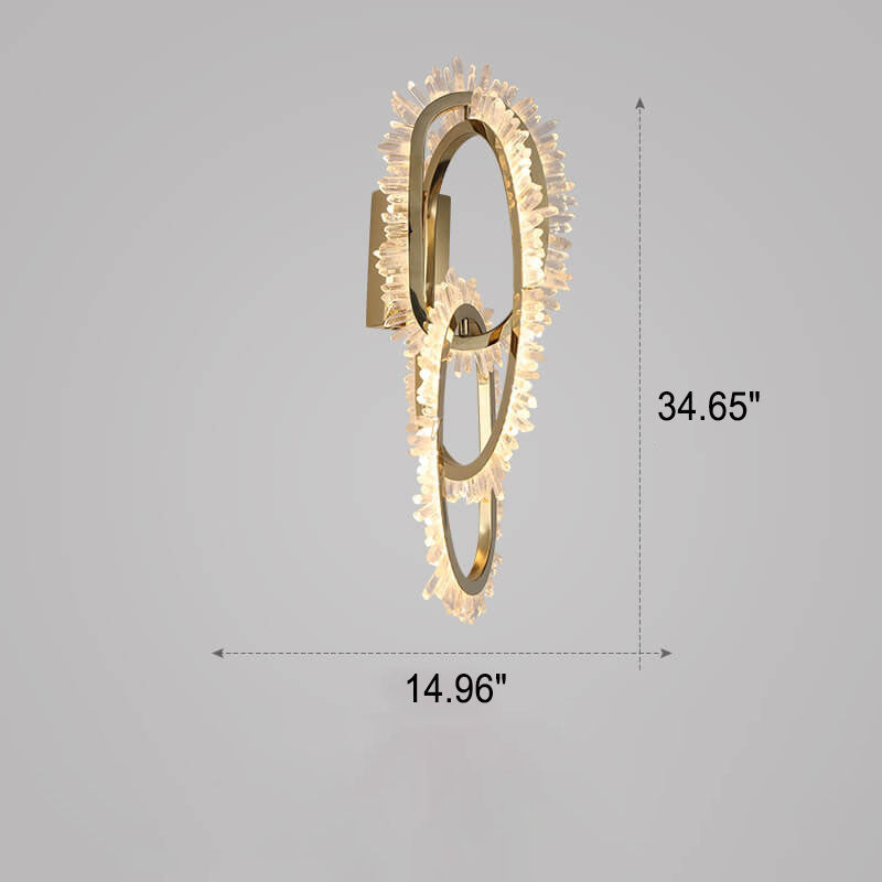 Applique Murale LED en Cercle de Cristal en Acier Inoxydable de Luxe Moderne 