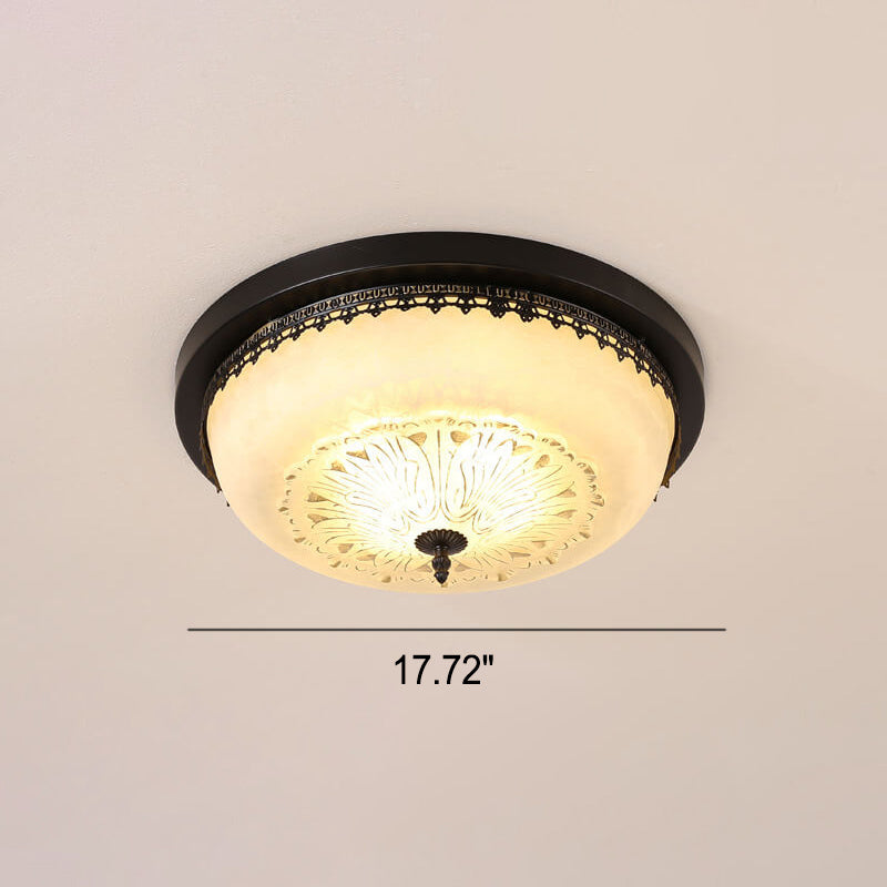 European Vintage Round Bowl 3/4 Light Flush Mount Ceiling Light