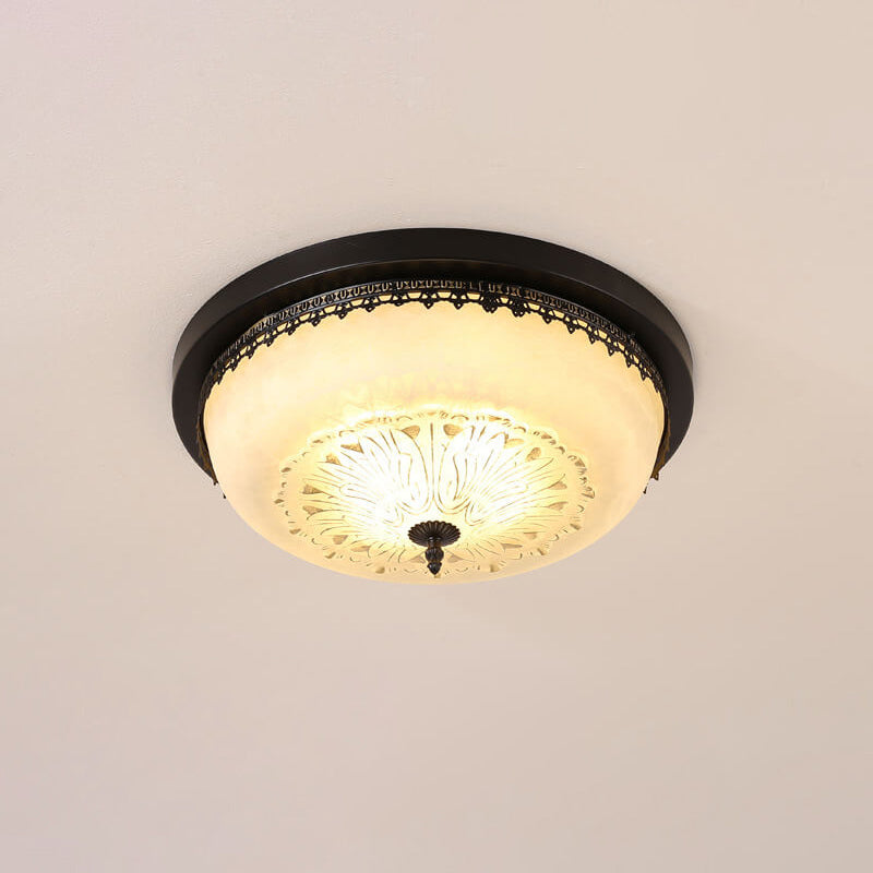 European Vintage Round Bowl 3/4 Light Flush Mount Ceiling Light