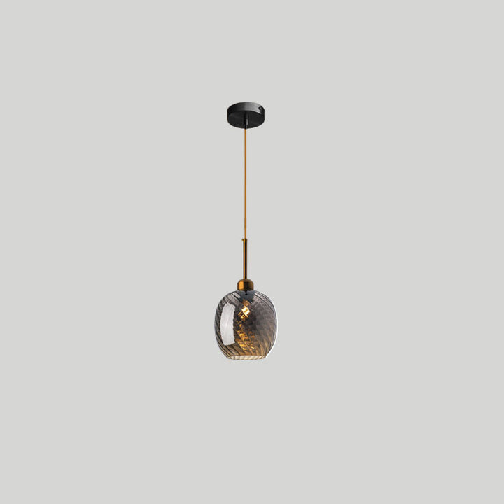 Moderne nordische 1-flammige Pendelleuchte aus Glas und Eisen mit runder geometrischer Struktur für Wohnzimmer &amp; Schlafzimmer 