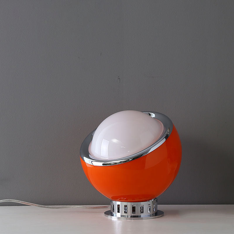 Lampe de table à 1 lumière en verre et fer à tête ronde moderne et colorée 