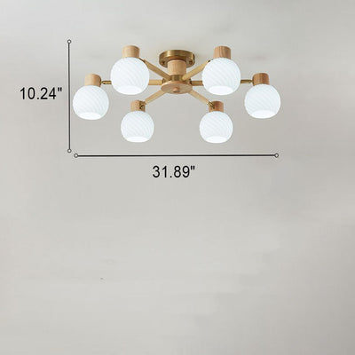 Japanische Wabi-Sabi-Gummiholz-Hardware Glas 3/6/8-Licht Unterputzbeleuchtung