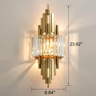 Modern Luxury Crystal Columnar 2-Light Wall Sconce Lamp