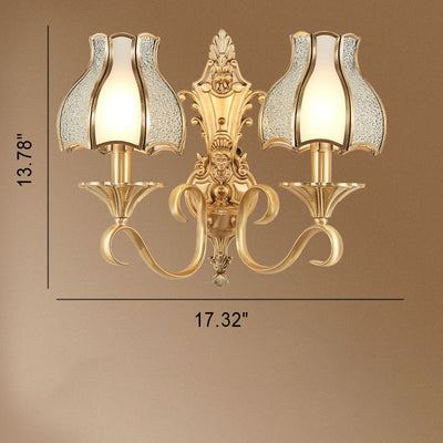 European Light Luxury Vintage Kupferglas 1/2-Licht Wandleuchte 