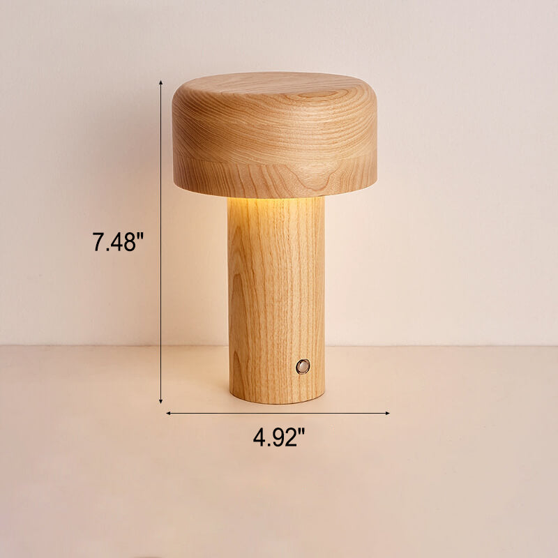 Nordic Creative Mushroom Solid Wood Acrylic LED Touch Table Lamp
