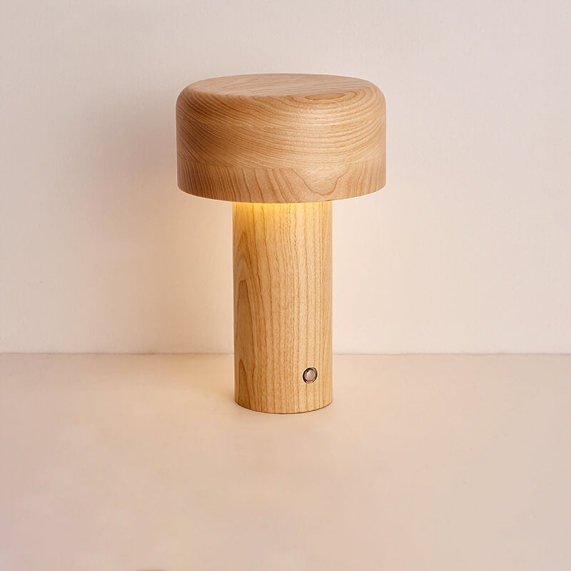 Nordic Creative Mushroom Solid Wood Acrylic LED Touch Table Lamp