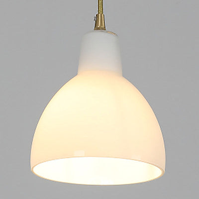 Japanese Minimalist Pure White All Copper Glass 1-Light Pendant Light