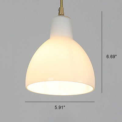 Japanese Minimalist Pure White All Copper Glass 1-Light Pendant Light