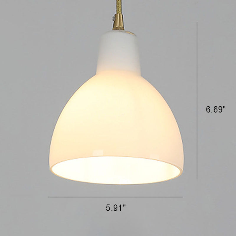 Japanese Minimalist Pure White All Copper Glass 1-Light Pendant Light