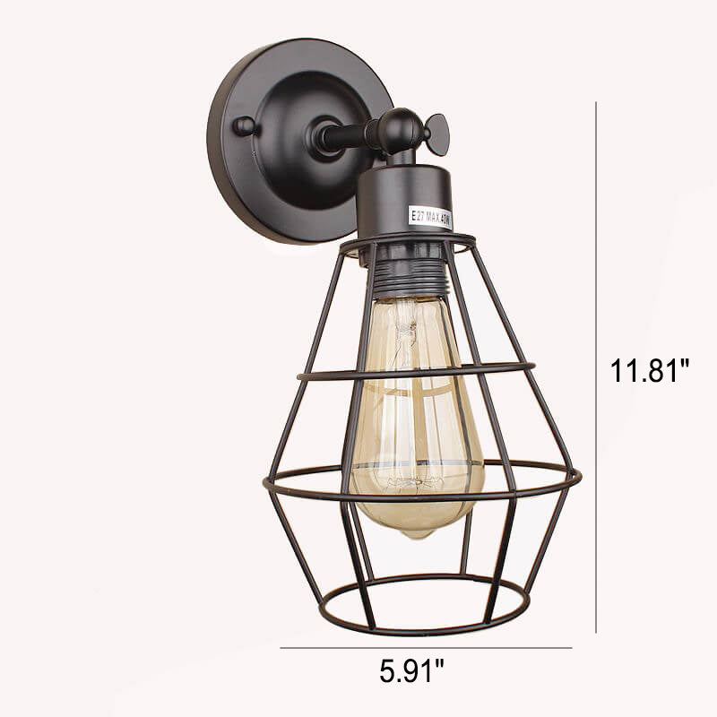 Industrial Vintage Iron Cage 1-Light Wall Sconce Lamp