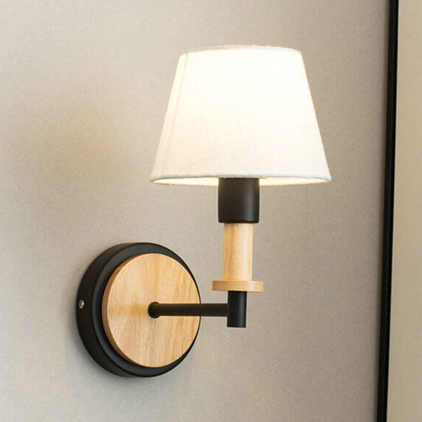 Modern Nordic Wooden Tubular 1-Light Wall Sconce Lamp