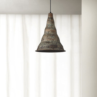 Vintage Industrial Iron Rust Cone Shape 1-Light Pendant Light