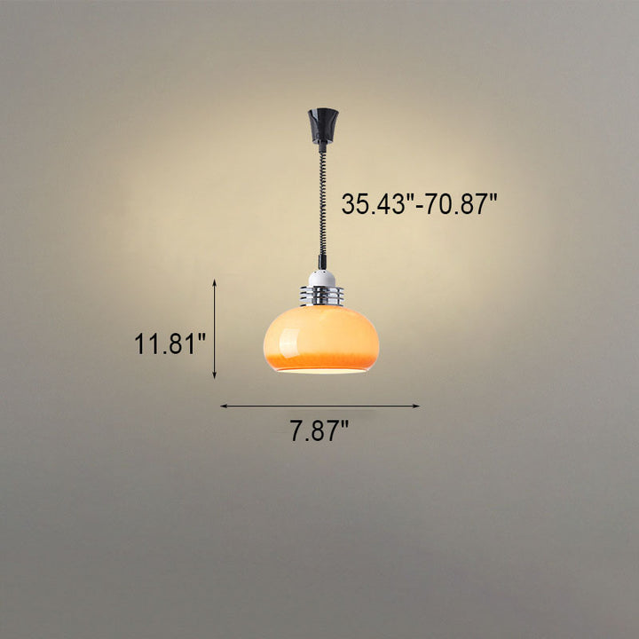 Japanese Minimalist Hardware Glass Round Head Retractable 1-Light Pendant Light
