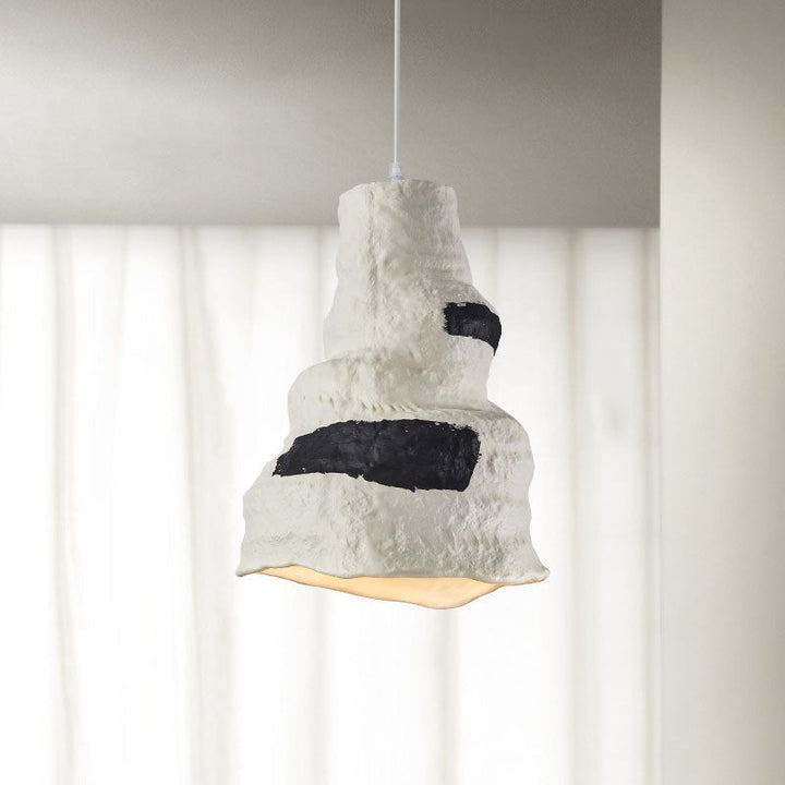 Lampe suspendue japonaise à 1 lumière Wabi-sabi blanc pur 