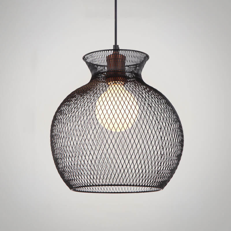 Industrial Creative Cylindrical Iron Mesh 1-Light Pendant Light